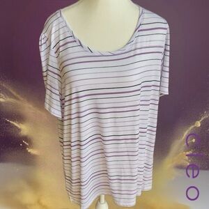 Cleo Women's Lavender and White Striped Tee